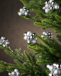 Werchristmas Silver Glass Berry Cluster Christmas Baubles, 10 Pack - thumbnail 1