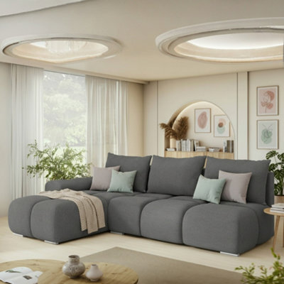 Galeria Corner Sofa Bed With Storage Left Hand Grey - image 1