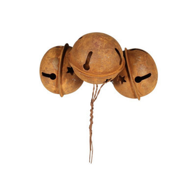 3 Bells On A Wire Rusty Christmas Decoration