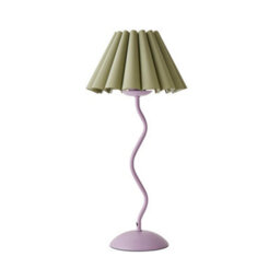 Valuelights Wiggle Sage Pleated Scallop Lamp Shade Pale Purple Metal Table Lamp - thumbnail 9