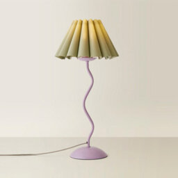 Valuelights Wiggle Sage Pleated Scallop Lamp Shade Pale Purple Metal Table Lamp - thumbnail 1