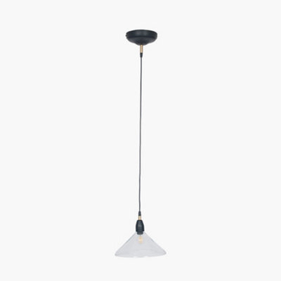 Pacific Lifestyle Canton Matt Black Metal And Glass Cone Pendant - image 1