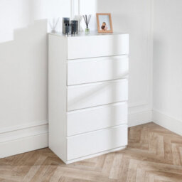 Home Treats 5 Chest Of Drawer White Deep Chest Of Wooden Drawers - thumbnail 3