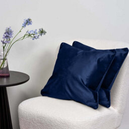 Ameha Navy Blue Plain Velvet Cushion Covers, 18X18 Inch, Pack Of 2, Breathable & Hypoallergenic With Hidden Zip Closure - thumbnail 7
