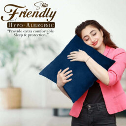Ameha Navy Blue Plain Velvet Cushion Covers, 18X18 Inch, Pack Of 2, Breathable & Hypoallergenic With Hidden Zip Closure - thumbnail 6
