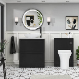 Royal Bathrooms Royal Bathroom Elmore 700mm Matt Nocturne Black Freestanding Countertop Bathroom Vanity Unit 2 Drawer With Nova Basin - thumbnail 5