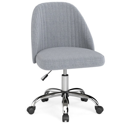 Gainoom Gray Office Chair Modern Armless Desk Chair Height Adjustable Swivel Vanity Chair With Smooth Rolling Casters - image 1