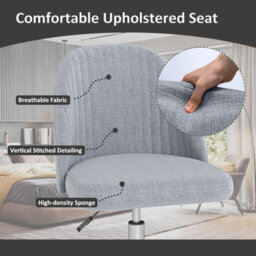 Gainoom Gray Office Chair Modern Armless Desk Chair Height Adjustable Swivel Vanity Chair With Smooth Rolling Casters - thumbnail 4