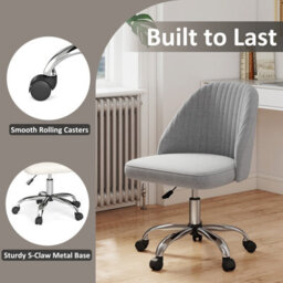 Gainoom Gray Office Chair Modern Armless Desk Chair Height Adjustable Swivel Vanity Chair With Smooth Rolling Casters - thumbnail 7