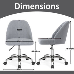 Gainoom Gray Office Chair Modern Armless Desk Chair Height Adjustable Swivel Vanity Chair With Smooth Rolling Casters - thumbnail 2