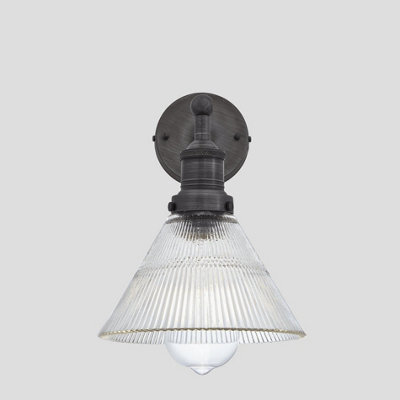 Industville Brooklyn Glass Funnel Wall Light, 7 Inch, Pewter Holder - image 1