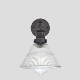 Industville Brooklyn Glass Funnel Wall Light, 7 Inch, Pewter Holder