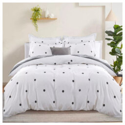 Ameha Print Duvet Cover 3 Piece Set Super King Size (260X220Cm) Printed Dotted With Matching Pillowcases Reversible Microfiber - thumbnail 2