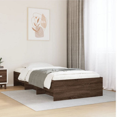 Berkfield Bed Frame Without Mattress Brown Oak 90X200 Cm Engineered Wood - image 1