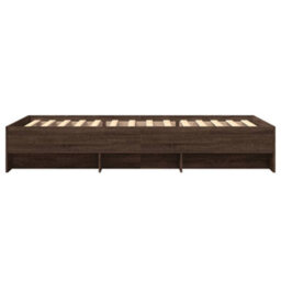 Berkfield Bed Frame Without Mattress Brown Oak 90X200 Cm Engineered Wood - thumbnail 6