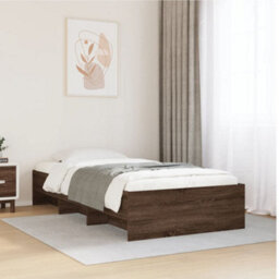 Berkfield Bed Frame Without Mattress Brown Oak 90X200 Cm Engineered Wood - thumbnail 1