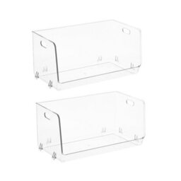 Living And Home 2Pcs Stackable Transparent Desktop Storage Boxes Multifunctional Organiser, 33Cm W X 17.5Cm D X 15.4Cm H - thumbnail 1