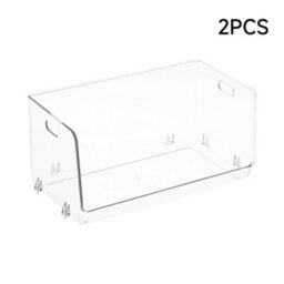 Living And Home 2Pcs Stackable Transparent Desktop Storage Boxes Multifunctional Organiser, 33Cm W X 17.5Cm D X 15.4Cm H - thumbnail 4