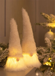 Netagon Home Festive Light Up Christmas White Gonk Gnome Ornament- 19Cm - thumbnail 3