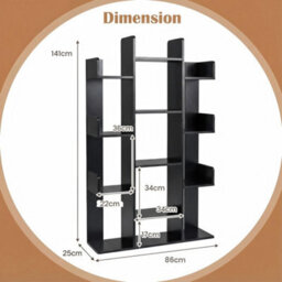 Tree Bookshelf Bookcase Corner Books Storage Organizer Display Shelf - thumbnail 2