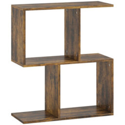 Wyld Haus Rose Rustic Brown Narrow S-Shaped Side Table With 3-Tier Shelves - thumbnail 2