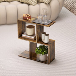 Wyld Haus Rose Rustic Brown Narrow S-Shaped Side Table With 3-Tier Shelves - thumbnail 7
