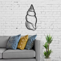 Decortie Modern Metal Wall Art Shell Theme Home Ornament Decorative Minimalist Design Hanging Wall Sculpture, Black