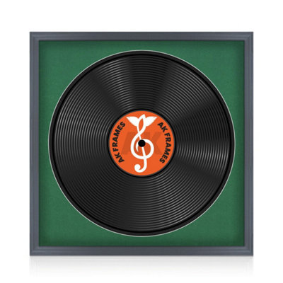 "16X16"" Dark Grey Classic Vinyl Record Frame With Emerald Mount For 12 Inch Lp Disc - Ak Frames" - image 1