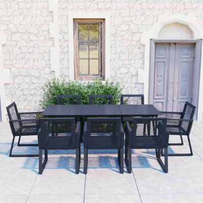 Berkfield 9 Piece Outdoor Dining Set Pvc Rattan Black - image 1