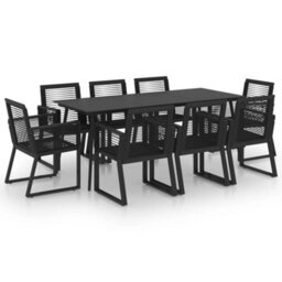 Berkfield 9 Piece Outdoor Dining Set Pvc Rattan Black - thumbnail 2