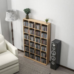 Homcom Dvd Cd Media Storage Rack, Video Display Unit, Natural - thumbnail 9