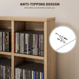 Homcom Dvd Cd Media Storage Rack, Video Display Unit, Natural - thumbnail 6