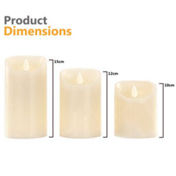 Crystals 3Pc Flameless Led Candles Real Wax, White Lights With Remote For Home Décor - thumbnail 2