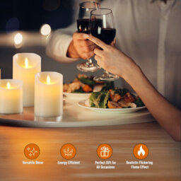 Crystals 3Pc Flameless Led Candles Real Wax, White Lights With Remote For Home Décor - thumbnail 4
