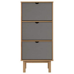 Berkfield Rustic Shoe Cabinet Otta With 3 Drawers Brown&grey Solid Wood Pine - thumbnail 4
