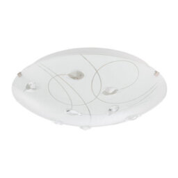 Happy Homewares Traditional Classic Opal White Glass Flush Ceiling Light With Crystal Drops - thumbnail 1