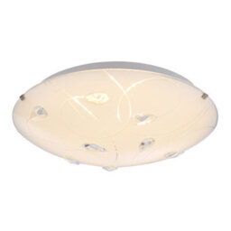 Happy Homewares Traditional Classic Opal White Glass Flush Ceiling Light With Crystal Drops - thumbnail 2