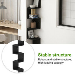 5 Tier Floating Wall Shelves Corner Shelf Storage Wood Display Bookcase Unit - thumbnail 3