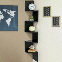 5 Tier Floating Wall Shelves Corner Shelf Storage Wood Display Bookcase Unit - thumbnail 2