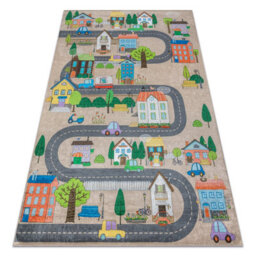 RugsX Bambino 34600 Washing Carpet City, Streets For Children Anti-Slip - Beige Grey  80X150 Cm - thumbnail 4
