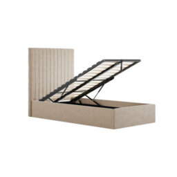 Wyld Haus Dublin Beige Velvet 3Ft Ottoman Single Bed With Tall Ribbed Headboard - thumbnail 5