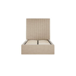 Wyld Haus Dublin Beige Velvet 3Ft Ottoman Single Bed With Tall Ribbed Headboard - thumbnail 4