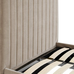 Wyld Haus Dublin Beige Velvet 3Ft Ottoman Single Bed With Tall Ribbed Headboard - thumbnail 2