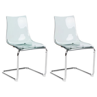Beliani Set Of 2 Marshall Transparent Cantilever Dining Chairs, Black - image 1