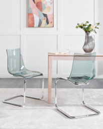 Beliani Set Of 2 Marshall Transparent Cantilever Dining Chairs, Black - thumbnail 2