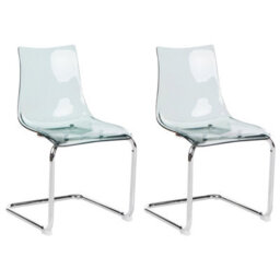 Beliani Set Of 2 Marshall Transparent Cantilever Dining Chairs, Black - thumbnail 1
