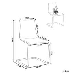Beliani Set Of 2 Marshall Transparent Cantilever Dining Chairs, Black - thumbnail 3