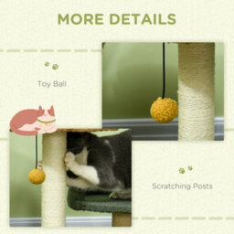 Pawhut Small Cat Tree With Scratching Posts 2 Beds Toy Ball Indoor, Multi - thumbnail 6