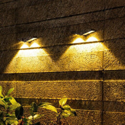 Amorly Set Of 4 Warm White Solar Powered Fence Wall Lights, Dusk To Dawn Sensor Outdoor Garden Lighting For Yard, Patio & Driveway - thumbnail 3