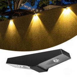 Amorly Set Of 4 Warm White Solar Powered Fence Wall Lights, Dusk To Dawn Sensor Outdoor Garden Lighting For Yard, Patio & Driveway - thumbnail 1